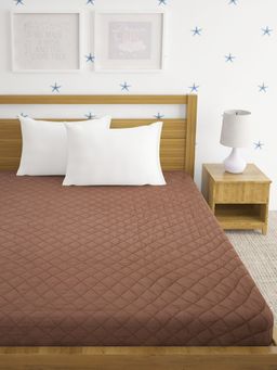 HOSTA HOMES - Brown Cotton Quilted King Size Mattress Protector