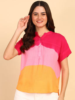 Maaesa - Hand Tie Dyed Multi-Color Top for Women