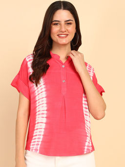 Maaesa - Hand Tie Dyed Fuchsia Pink Top for Women