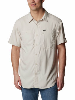 Columbia - Mens Off White Silver Ridge Utility Lite Short Sleeve Trekking Hiking Shirt