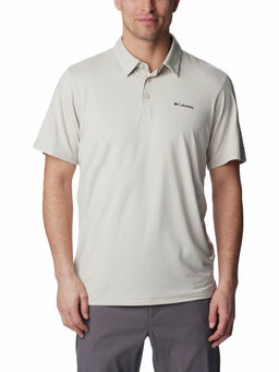 Columbia - Mens Off White Tech Trail Short Sleeve Trekking Hiking Polo T-Shirt