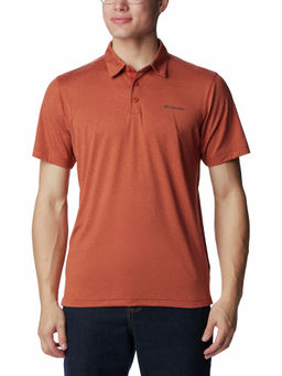 Columbia - Mens Red Tech Trail Short Sleeve Trekking Hiking Polo T-Shirt