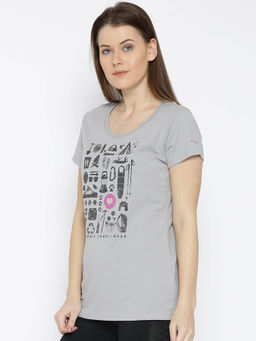 Columbia - Womens Grey Camp Stamp Performance Hiking Trekking T-Shirt