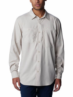 Columbia - Mens Off White Silver Ridge Utility Lite Long Sleeve Trekking Hiking Shirt
