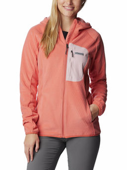 Columbia - Womens Coral Outdoor Tracks Hooded Full Sleeve Trekking Hiking Fleece Jacket