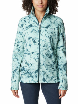 Columbia - Womens Blue Fast Trek Printed Full Sleeve Trekking Hiking Fleece Jacket