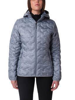 Columbia - Womens Grey Delta Ridge Down Hooded Full Sleeve Trekking Hiking Jacket