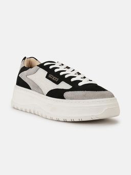 Guess - Women Grey Colorblock Lace-Ups Round Toe Platform Sneakers