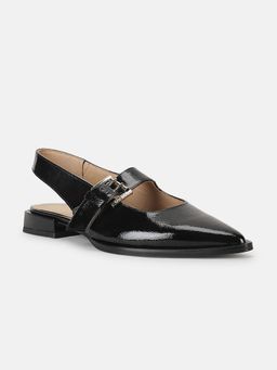 Guess - Women Black Solid Buckle Strap Pointed Toe Sling Back Heels