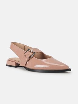 Guess - Women Pink Solid Buckle Strap Pointed Toe Sling Back Heels