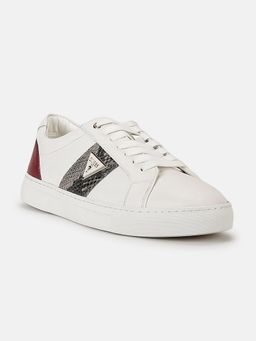 Guess - Women White Lace-Ups Round Toe Sneakers