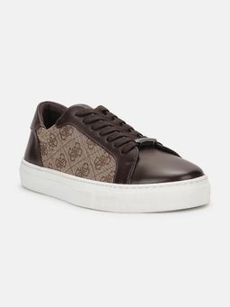 Guess - Men Brown Printed Lace-Ups Round Toe Cupsole Sneakers