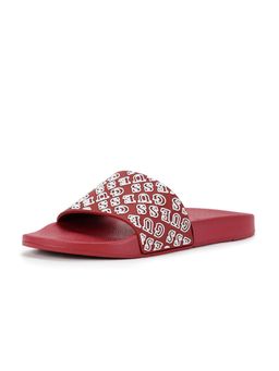 Guess - Men Dark Red Monogram Beach Sliders