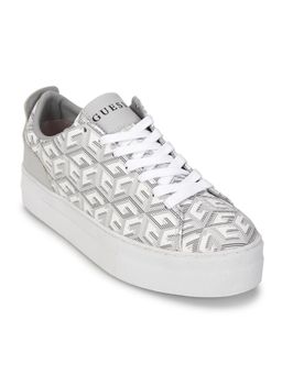 Guess - Women White Polyurethane Lace-Ups Geometric Sneakers
