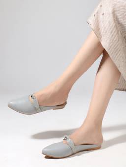 DENILL - Grey Women's Casual Slip-On Mules