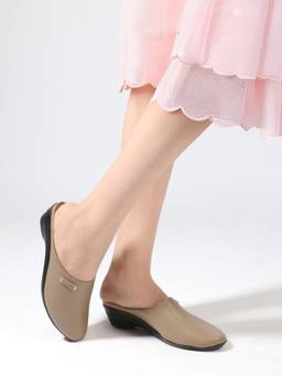 DENILL - Beige Women's Casual Slip-On Mules
