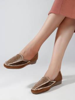 DENILL - Bronze Women's Slip-On Juttis , Party And Ethnic Wear