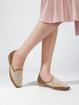 DENILL - Bronze Beaded Juttis For Women Slip-On Style, Ethnic