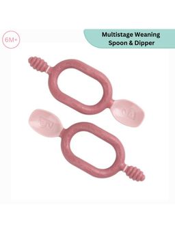 Bibado - Pink 2 in 1 Easy Grip Spoon and Dipper for Self Feeding Infants (Pack of 2)