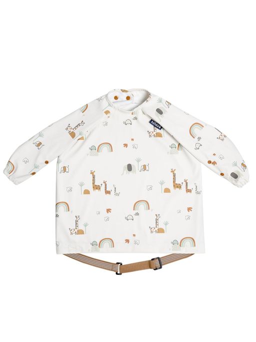 Bibado White Serengeti Spaghetti Print Stain & Water Proof Coverall Bib