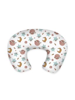 Smiley Buttons - White Moon and Stars Printed Cotton Feeding Pillow
