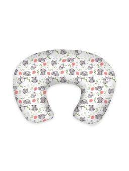 Smiley Buttons - White Elephant Printed Cotton Feeding Pillow