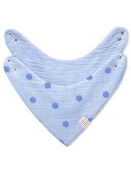 NINTARA BABY - Blue Soft Waterpoof Adjustable Bandana Organic Cotton Bibs (Pack of 2)