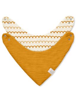 NINTARA BABY - Mustard Soft Waterpoof Adjustable Bandana Organic Cotton Bibs (Pack of 2)