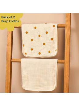 NINTARA BABY - Yellow Pure Organic Cotton 7-Layer Burp Cloths (Pack of 2)