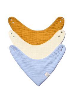 NINTARA BABY - Multi-Color Organic Cotton 7-Layer Reversible Bandana Bibs (Pack of 3)