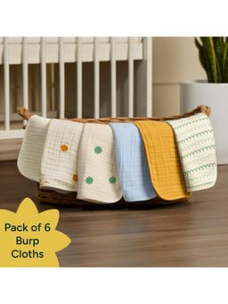 NINTARA BABY - Multi-Color Pure Organic Cotton 7-Layer Burp Cloths (Pack of 6)