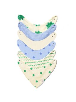 NINTARA BABY - Multi-Color Organic Cotton 7-Layer Reversible Bandana Bibs (Pack of 6)