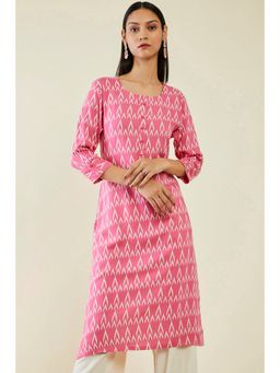 Soch - Women Pink Rayon Printed Kurta