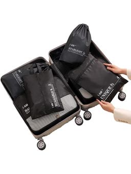 House of Quirk - Black Packing Cubes Travel Luggage Bag (Set Of 6)