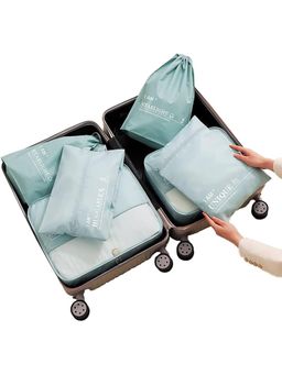 House of Quirk - Blue Packing Cubes Travel Luggage Bag (Set Of 6)