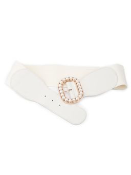 Odette - White Broad Stylish Belt For Women