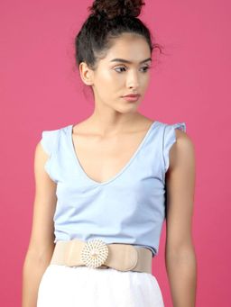 Odette - Beige Elastic Embellished Belt