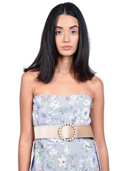 Odette - Classic Skin Coloured Belt Adorned With Artifical Pearls