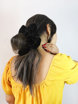 Soho Boho Studio - Black Viola Flower Oversized Scrunchie