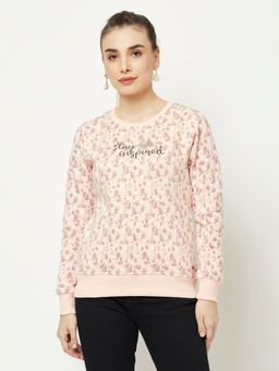 CRIMSOUNE CLUB - Women Pink Abstract Sweatshirt