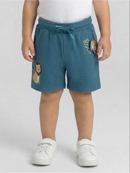 R&B - Blue Embroidered Boys Regular Fit Shorts