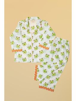 ADYA - Unisex Green Panda Cotton Shirt and Pyjama