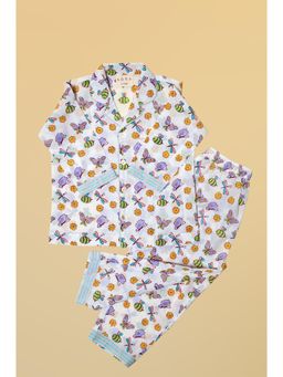 ADYA - Unisex Lilac Butterfly Cotton Shirt and Pyjama