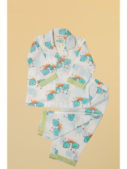 ADYA - Unisex Blue Clouds Cotton Shirt and Pyjama