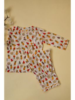 ADYA - Unisex Multicolor Fruits Cotton Top and Pyjama
