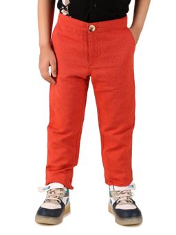 Miyo - Boys Solid Casual Comfortable Regular Fit Trousers-Red