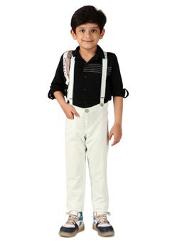 Miyo - Boys Solid Suspenders Casual Smart Regular Fit Trousers-Green