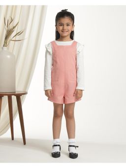 Miyo - Girls Solid Sleeveless Casual Pocket Detail Jumpsuit-Pink
