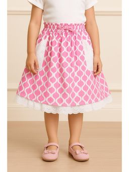 Miyo - Girls Printed Flared Stylish Everyday Skirt-Pink