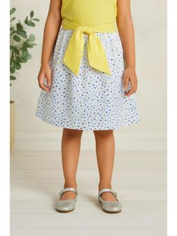Miyo - Girls Floral Printed Flared Stylish Everyday Skirt-White
